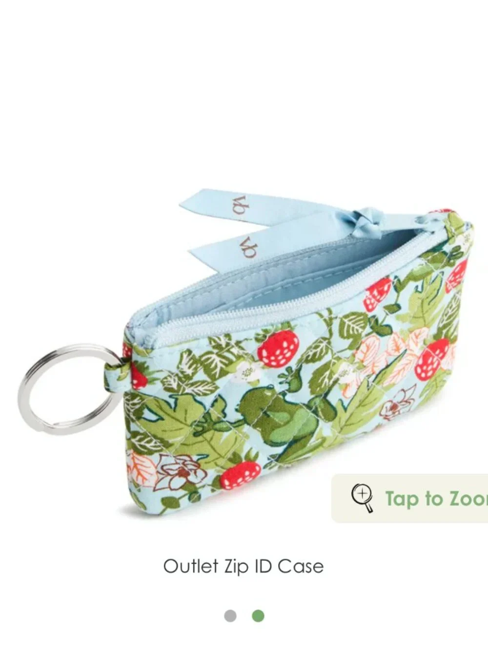 Vera Bradley Zip ID Case Frogberry Garden Blue NWT - Picture 2 of 5